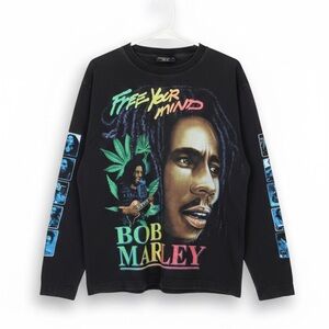 Vintage Style Reggae Bob Marley”Free Your Mind”Long Sleeve Mens Size Medium